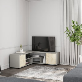 Hanah Home Soporte de TV Gris y Travertino